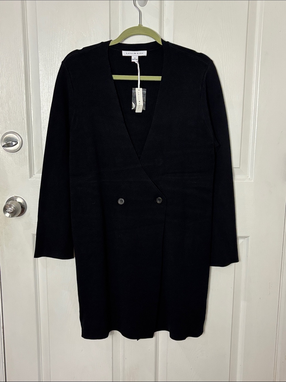 New Loyal Hana Black Long Sleeve V-neck Long Maternity Cardigan size Medium